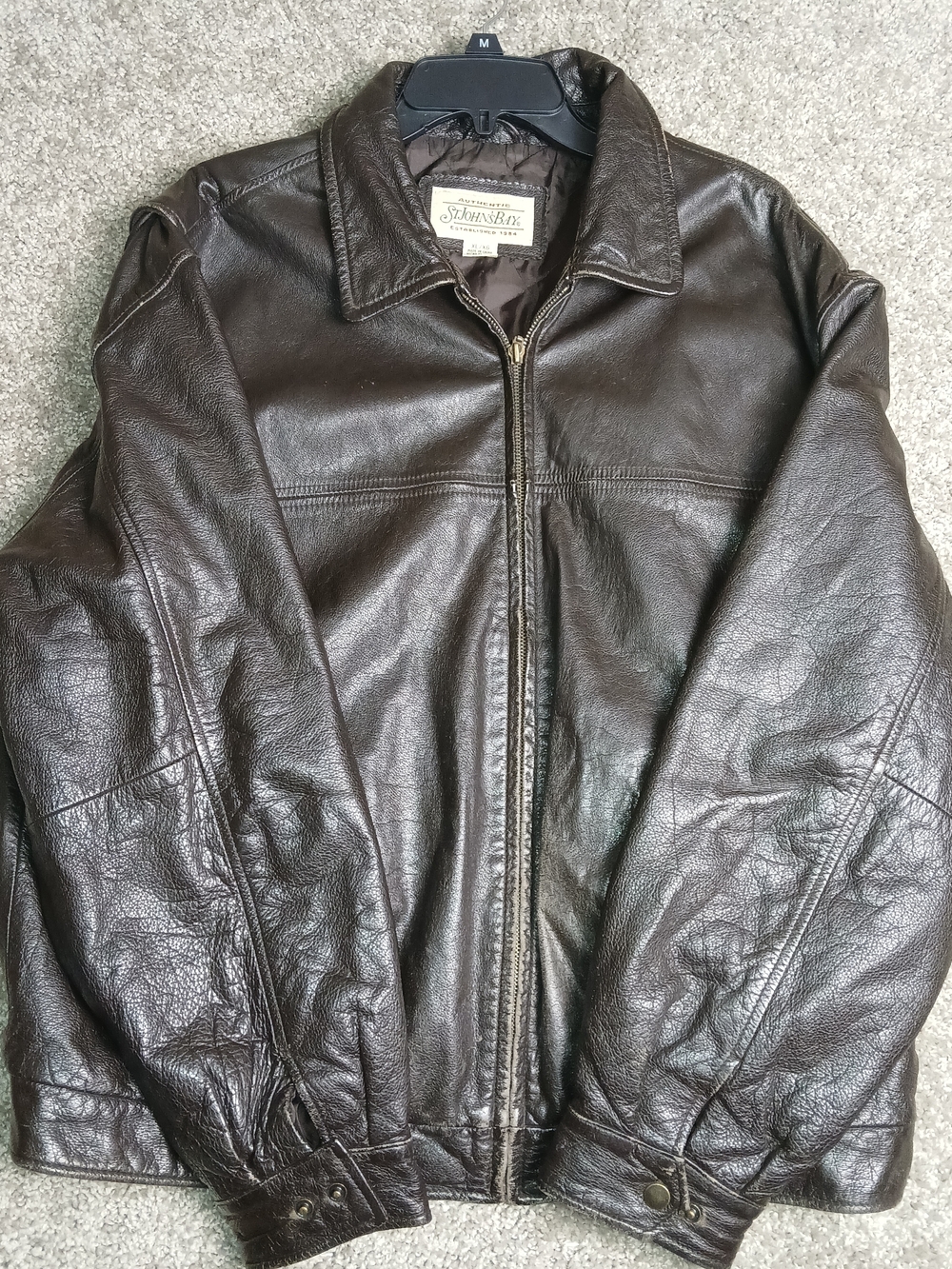 Vinatge St. John's Bay Men's Dark Brown Leather Jacket for Men - Size XL